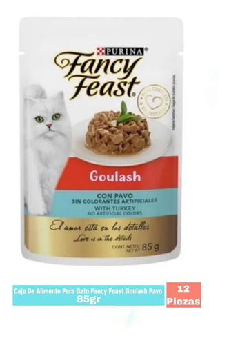 Caja De Alimento Para Gato Fancy Feast Goulash Pavo 12 Pz
