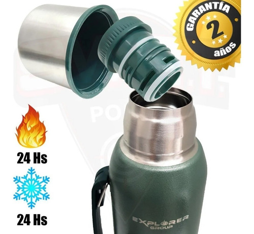Termo Acero Inoxidable Explorer 1 Litro Manija 24hs Garantia