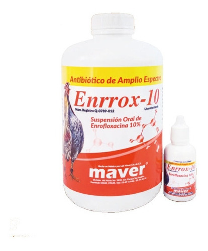 Enrrox-10 Antibiótico 250ml Agua De Bebida, Coriza, Cólera