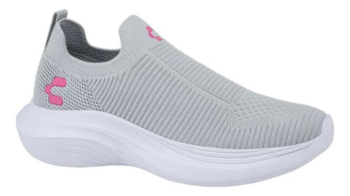 Tenis Dama Deportivo Slip On Charly 4001 Color Gris/ Fiusha