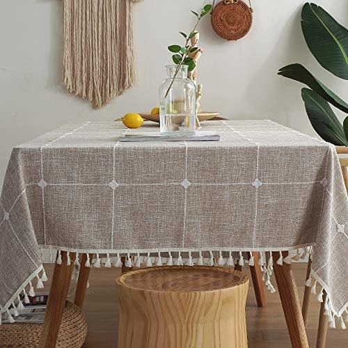 Trudelve Heavy Duty Cotton Linen Table Cloth For Rectangle T
