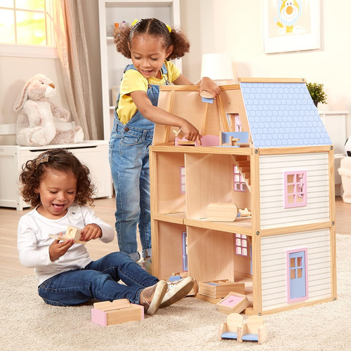 Melissa Doug Casa De Muñecas De Madera De Varios Niveles Sio