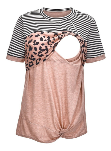 Imagen 2 de 8 de Camisetas De Lactancia En Capas Con Bolsillo De Maternidad P
