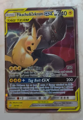 Pikachu E Zekrom GX Pokémon Carta Em Português 33/181, Magalu Empresas