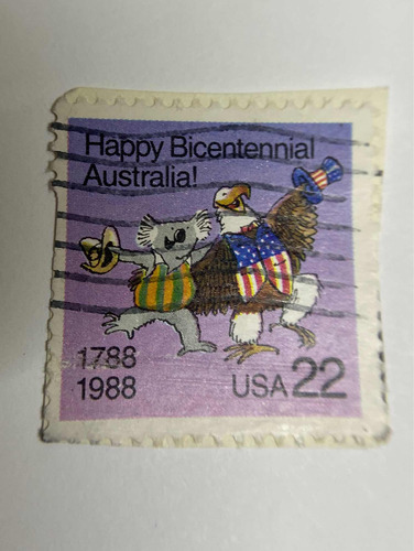 Sello Postal Usa Happy Bicentennial Australia 1988