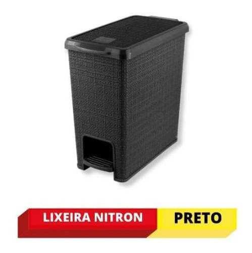 Lixeira Com Pedal Juta Preto Retangular 12l Nitron