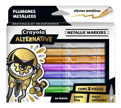 8 Plumones Metalicos Alternative Efecto Metalizado Crayola