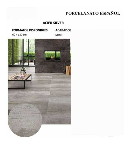 Porcelanato Español Acier Silver Mate (rect) 60*1.20