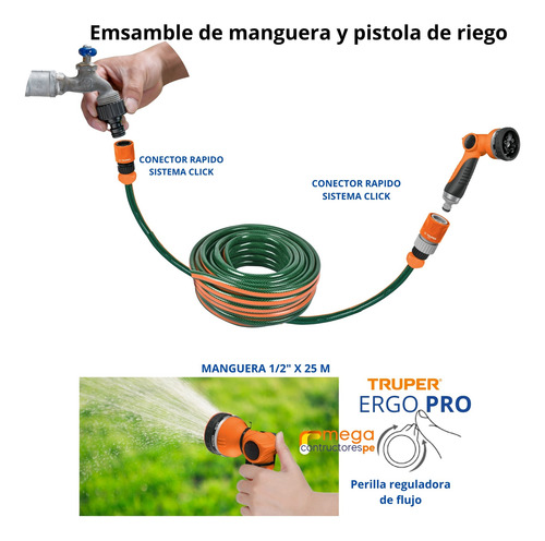 Hidrolavadora 1800psi Alta Presion Manguera 25m Ergo Pro