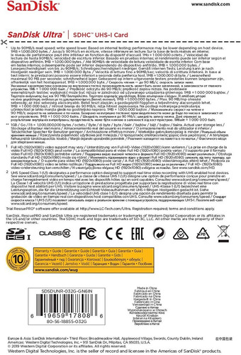 Cartão De Memória Sandisk Ultra Sdhc 32gb Classe 10 90mb/s