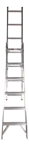 Escalera Convertible Aluminio Doméstica 13 Esc Akron 82-05 Color Plateado