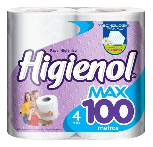 Papel Higiénico Higienol Max Simple Hoja 100 M De 4 U