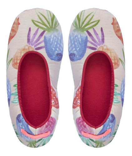 Pantuflas Ballerina Floripondias Suela Cuerina Mora