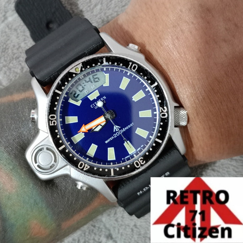 Relógio Citizen Aqualand C022 Anos 80 Azul Super Raro 