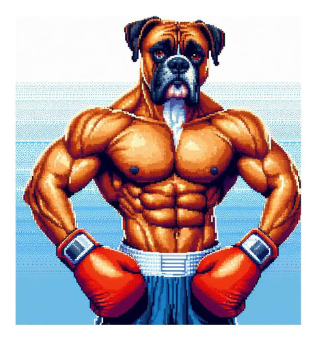 Vinilo 60x60cm Boxer Boxeo Boxeador Musculo Gym Perro