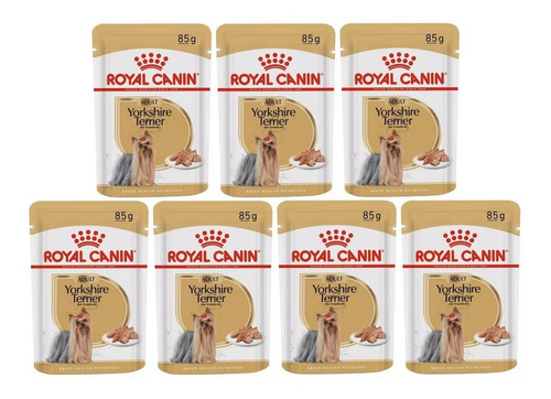 Kit 7 Unidades Ração Sachê Yorkshire Adult 85g Royal Canin