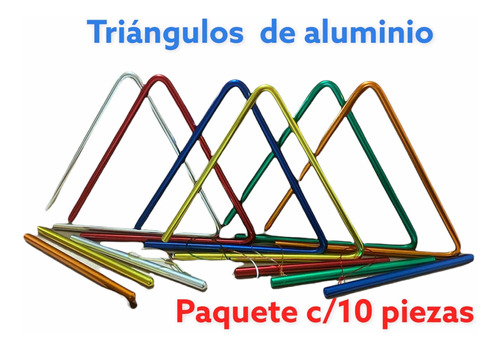 Triángulo Musical 3 Tonos Paq. 10 Piezas. Aluminio