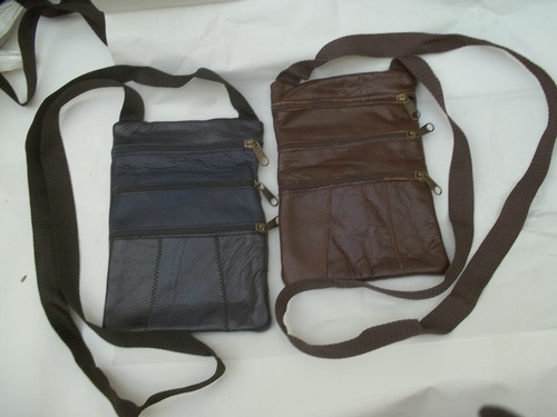 Cartera Bandolera Cuero Natural P/ Bajo O Encima De La Ropa