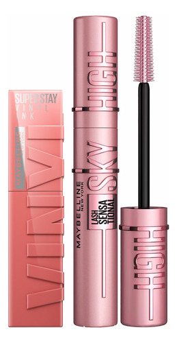 Combo Sky High Mascara + Vinyl Ink Peachy Maybelline