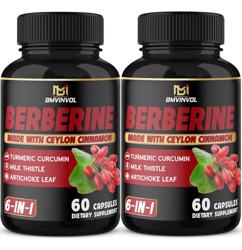 Berberina 4700 Mg Canela De Ceilan Curcuma 120 Capsulas