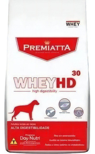 Alimento Premiatta Whey HD 30 para cão adulto de raça média e grande em sacola de 12kg