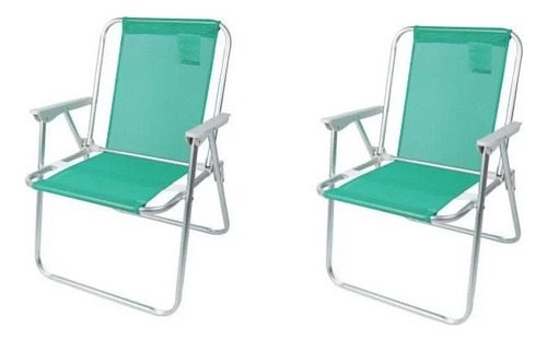 2 Cadeiras De Praia Alta Alumínio Verde - A/casa