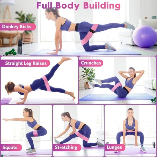 Imagen 4 de 9 de Banda Elástica Tela Resistencia Fitness Pilates Gym Yoga