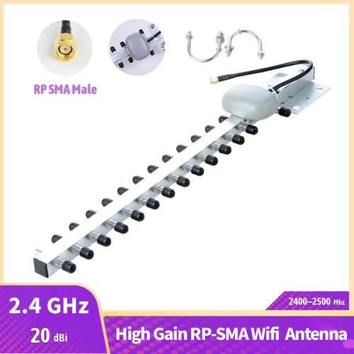 Antena Wireless 25dbi Direcional Yagi 2.4 Ghz Wifi 4g Rp-sma