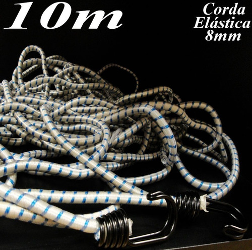 Corda Elástica Borracha 10 Mts X 10 Mm Prender Amarrar Carga