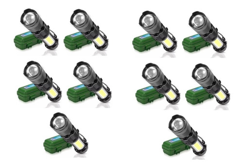 10un. Mini Lanterna Led Recarregável Usb Zoom Luz Uv Lt 408