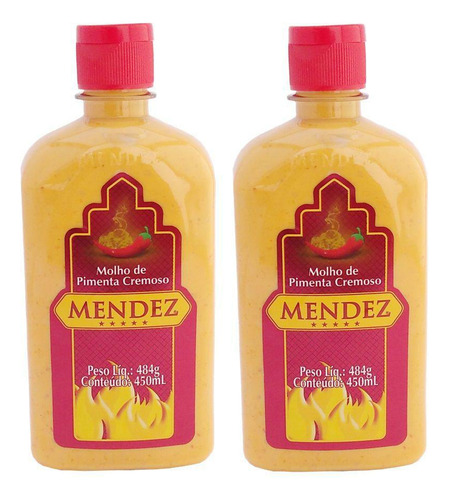 Kit Molho De Pimenta Mendez 450ml 02 Cremosa - Sem Glúten