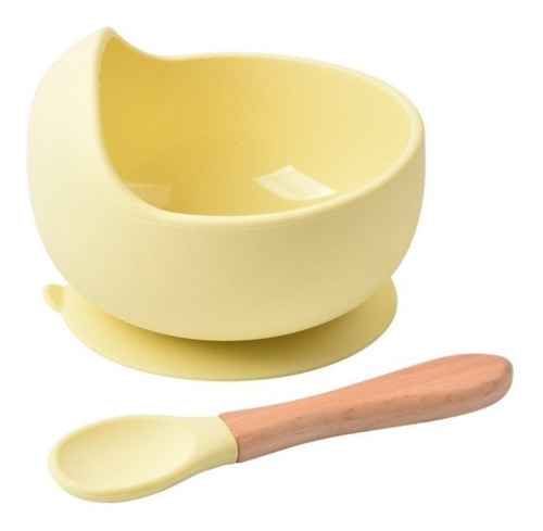 Imagen 2 de 5 de Set De Alimentación Silicona Bebé Cuchara + Plato + Babero