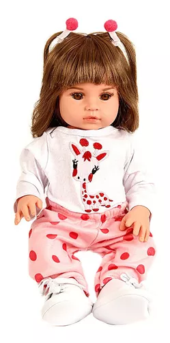 Boneca Bebe Reborn Silicone Girafinha Menina 48cm Realista