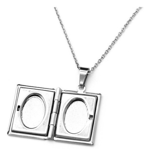 Imagen 2 de 2 de Collar Con Dije Relicario Acero Quirúrgico Inoxidable
