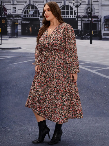 Vestido Con Estampado Floral De Cuello Cruzado