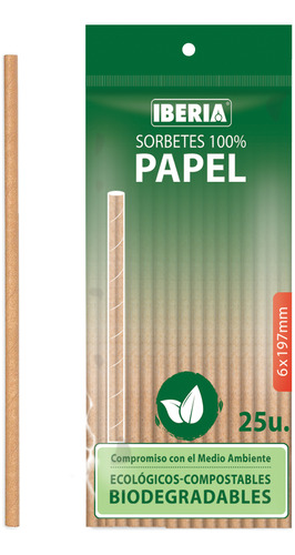 Sorbetes Papel Ecológicos Biodegradables Kraft Iberia X25u