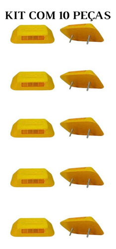 Kit Com 10 Tachões Refletivo Bidirecional Trânsito