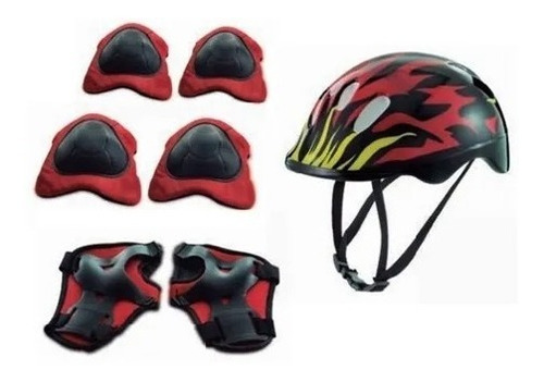 Imagem 3 de 4 de Kit Proteção Capacete Cotoveleira Joelheira Infantil Rosa