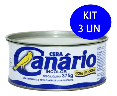 Kit C/ 3 Cera Em Pasta Canário Para Piso E Móveis 375g