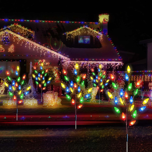 Paquete De 4 Luces Solares De Estaca De Jardín De Navidad Me