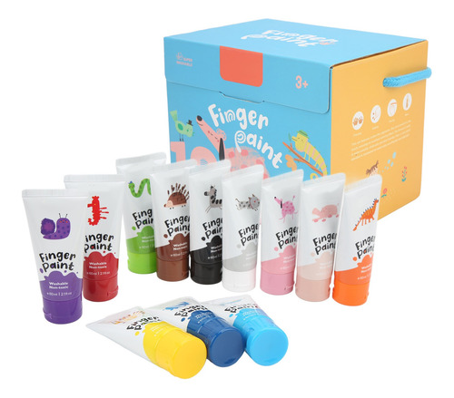 Paint Finger, Lavable, 12 Colores, Agradable Para La Piel