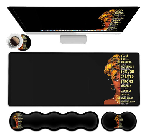 Mouse Pad Grande Con Soporte Para Muneca, Tecl...