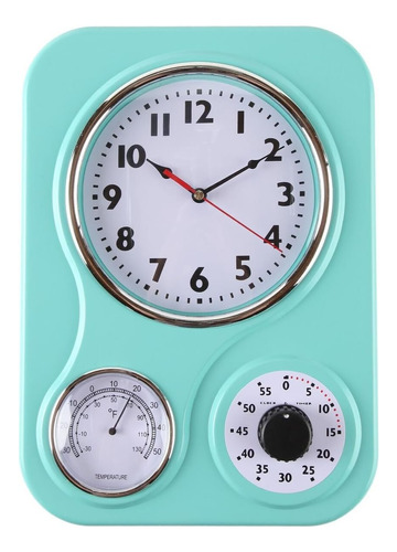 Reloj De Pared Retro Para Cocina, Con Termómetro Y Temporiza