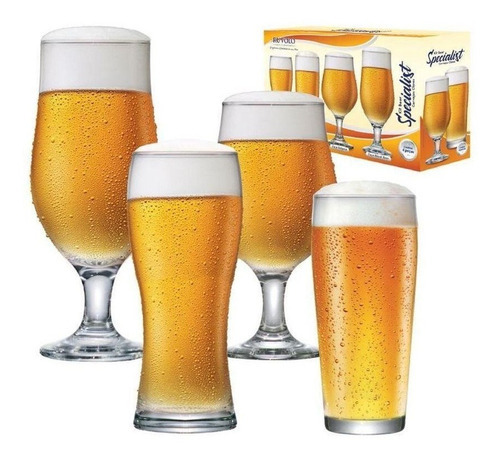 Kit Beer Specialist Cervejas Claras De Vidro 4 Peças Ruvolo