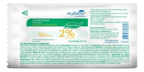 Clorexidina 2% Escova 22ml Escova/espuma Kit C/15 Vic Pharma