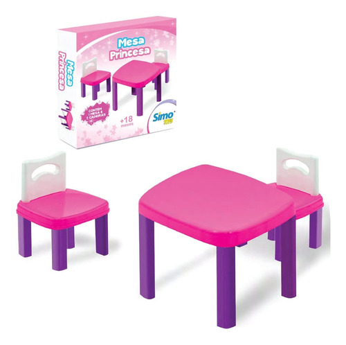 Mesinha Infantil Princesas Com 2 Cadeiras Menina Simo Toys