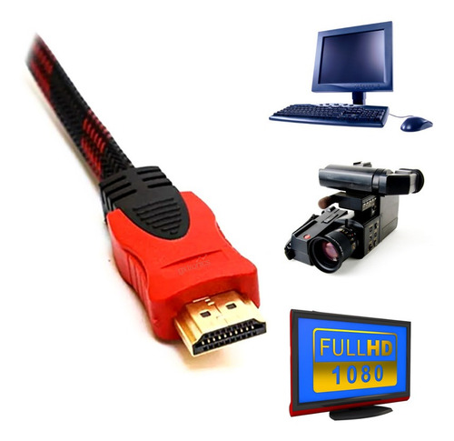 Imagen 6 de 9 de Hdmi Cable 5 Metros Doble Filtro 1.4 3d 4k Mallado Premium