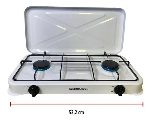 Imagen 3 de 4 de Cocina A Gas 2 Quemadores Encimera + Manguera Y Regulador