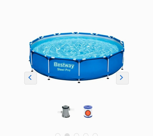 Imagen 2 de 4 de Alberca estructural redonda Bestway 56680 con capacidad de 6473 litros de 3.66cm de largo x 3.66cm de ancho de 3.66m de diámetro azul