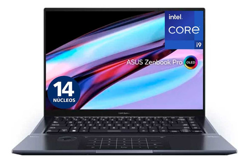 Notebook Asus Zenbook Pro 16X OLED UX7602ZM-ME027W tech black táctil Intel Core i9 12900H  32GB de RAM 1TB SSD, NVIDIA GeForce RTX 3060 60 Hz 3840x2400px Windows 11 Home